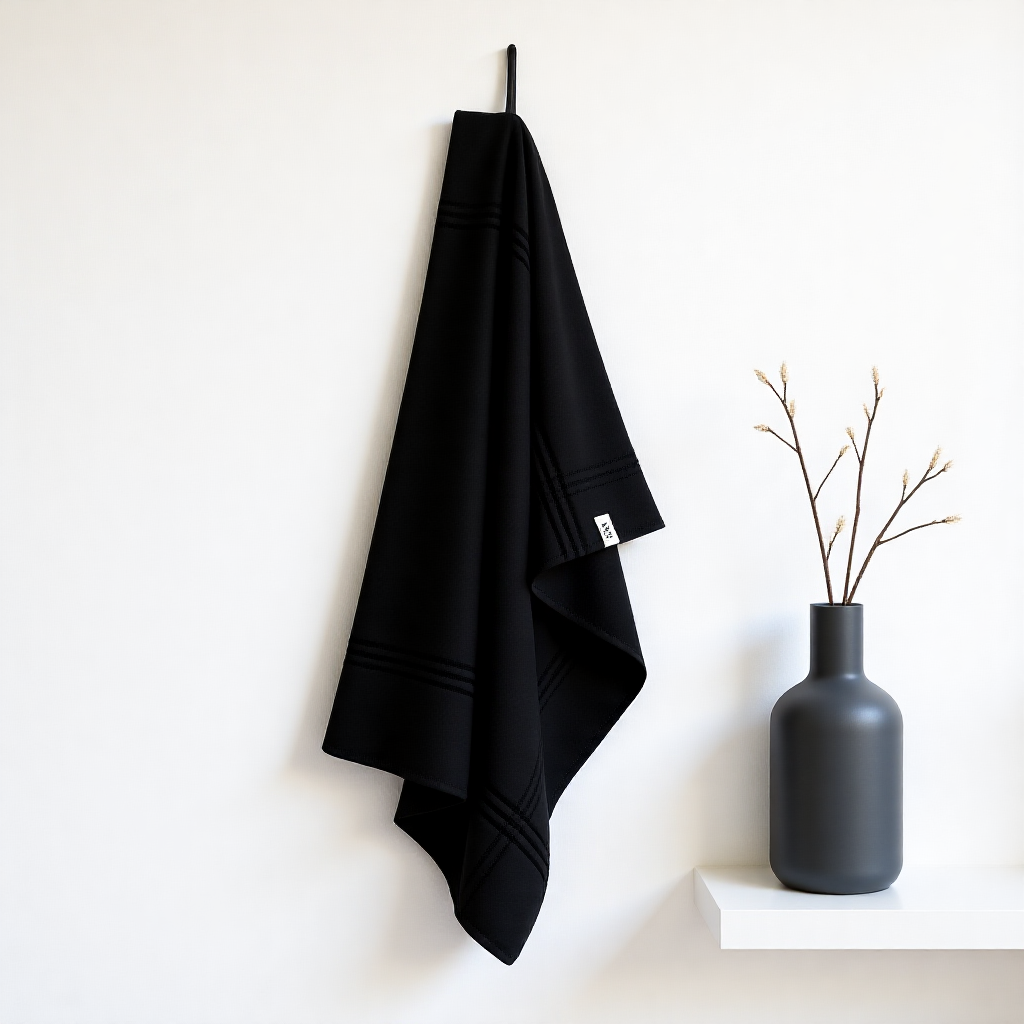 Walra Theedoek Line Out 50x70 100% Katoen Off Black - EANcam